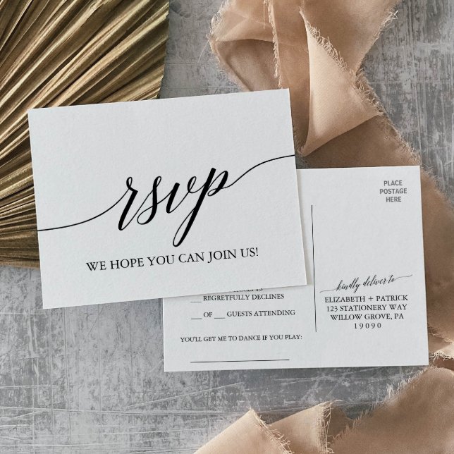 Elegant Black Calligraphy Sång Request OSA Inbjudan Vykort (Skapare uppladdad)