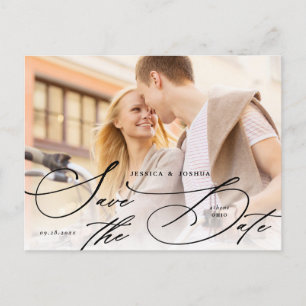 Elegant Black Calligraphy Save the Date Vykort