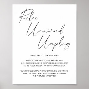 Elegant Black Calligraphy Script Unplugged Bröllop Poster