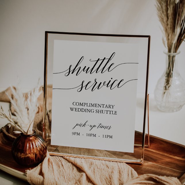 Elegant Black Calligraphy Shuttle Service Sign Poster (Skapare uppladdad)