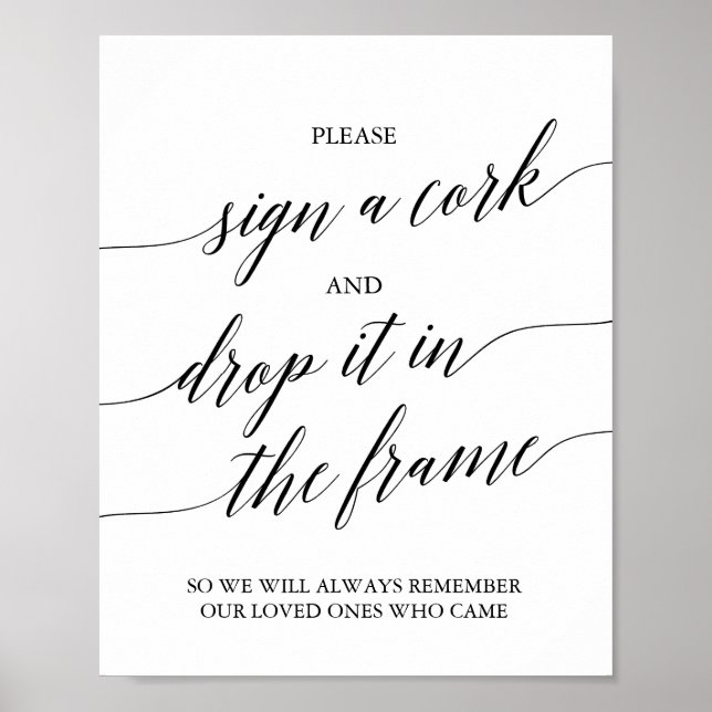 Elegant Black Calligraphy, signera en Kork Poster (Framsidan)