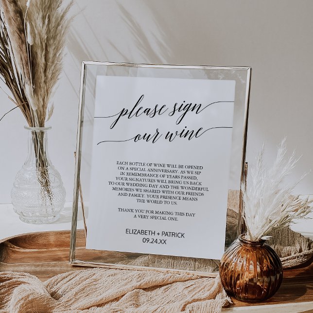 Elegant Black Calligraphy Signera vårt Vin-tecken Poster (Skapare uppladdad)