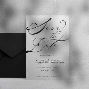 Elegant Black Calligraphy-skript Bröllop Spara Datumet