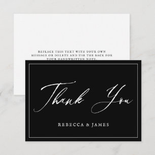 Elegant Black Calligraphy-skript Ram Bröllop Tack Kort