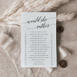 Elegant Black Calligraphy, skulle hon hellre spela Flygblad<br><div class="desc">Den här eleganten är svart kalligrafi som hon hellre vill att det ska vara perfekt för en enkel möhippa. Neutraltens utformning har ett minimalistiskt kort som är dekorerat med romantisk och visuell typografi.</div>