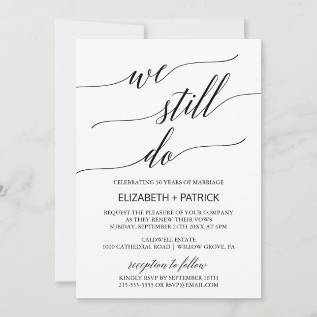 Elegant Black Calligraphy Vow Renewal Inbjudningar (Framsida)