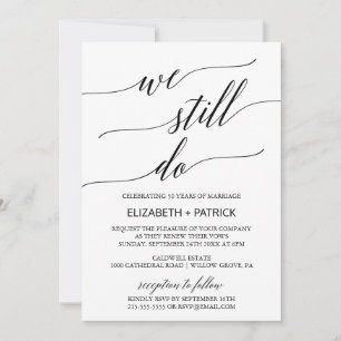 Elegant Black Calligraphy Vow Renewal Inbjudningar