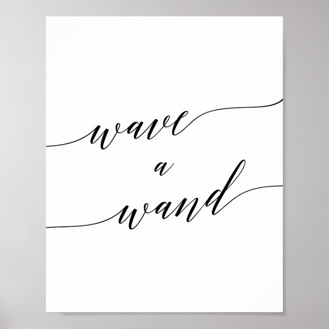 Elegant Black Calligraphy Wave a Trollspö Sign Poster (Framsidan)