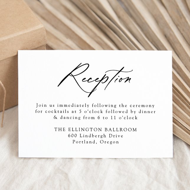 Elegant Black Calligraphy Wedding Reception Tilläggskort (Skapare uppladdad)