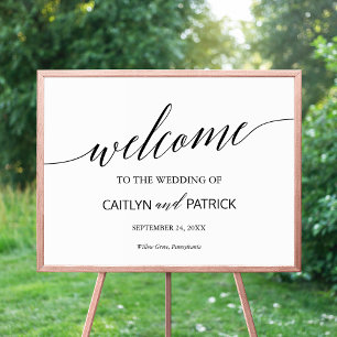 Elegant Black Calligraphy Welcome Bröllop Sign Poster
