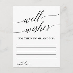 Elegant Black Calligraphy well Önskemål Card Vykort