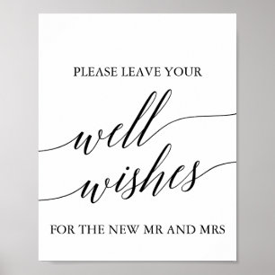 Elegant Black Calligraphy well Önskemål Sign Poster