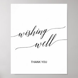 Elegant Black Calligraphy Wishing well Sign Poster