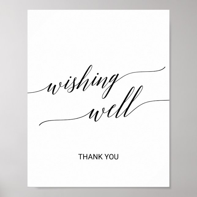 Elegant Black Calligraphy Wishing well Sign Poster (Framsidan)