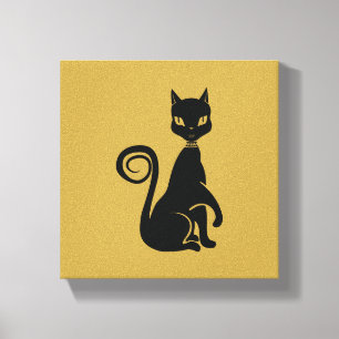 Elegant Black Cat Canvastryck
