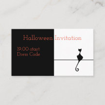 Elegant Black Cat Halloween-inbjudan