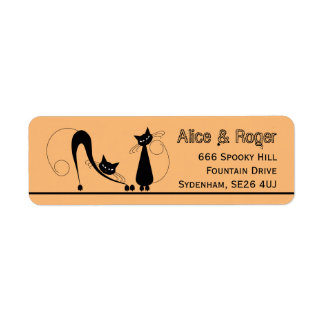 Elegant Black Cat, Halloween Returadress Etikett