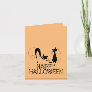 Elegant Black Cat, Happy halloween Kort