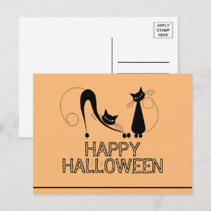 Elegant Black Cat, Happy halloween vykort