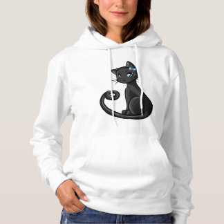 Elegant Black Cat Hoodie – Mystic & Cute Style T Shirt