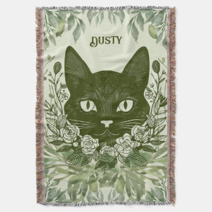 Elegant Black Cat i Foliage med Ro Filt
