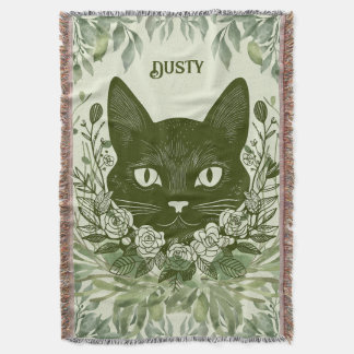 Elegant Black Cat i Foliage med Ro Filt