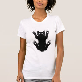 Elegant Black Cat Illustration T Shirt