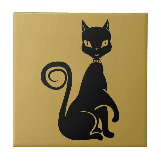 Elegant Black Cat Kakelplatta (Framsidan)