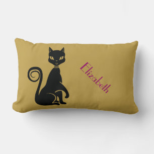 Elegant Black Cat Lumbarkudde