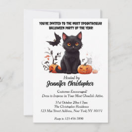 Elegant Black Cat spektakulärt Halloween fest Inbjudningar