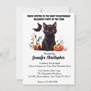 Elegant Black Cat spektakulärt Halloween fest Inbjudningar
