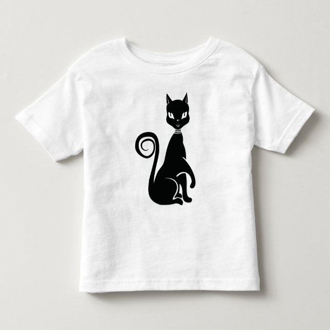 Elegant Black Cat T Shirt (Framsida)