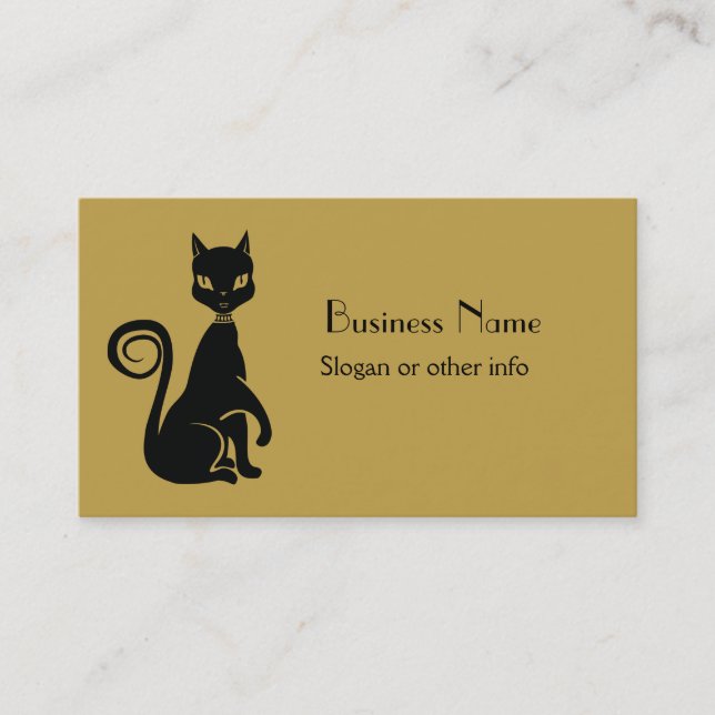 Elegant Black Cat Visitkort (Framsida)