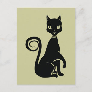 Elegant Black Cat Vykort