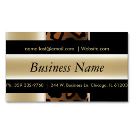 Elegant Black & Champagne Leopard Magnetiska Visitkort
