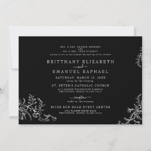 Elegant Black Chinoiserie Båda föräldrarna Bröllop Inbjudningar