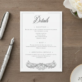 Elegant Black Chinoiserie Bird Vapensköld Bröllop Tilläggskort