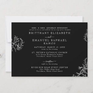 Elegant Black Chinoiserie Bride Parent Bröllop Inbjudningar