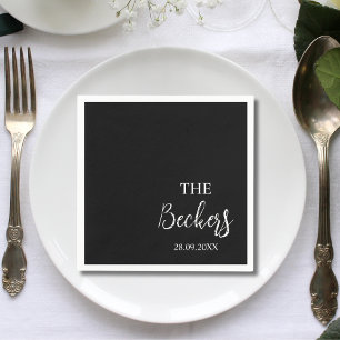 Elegant Black Classic Calligraphy Vintage bröllop Pappersservett