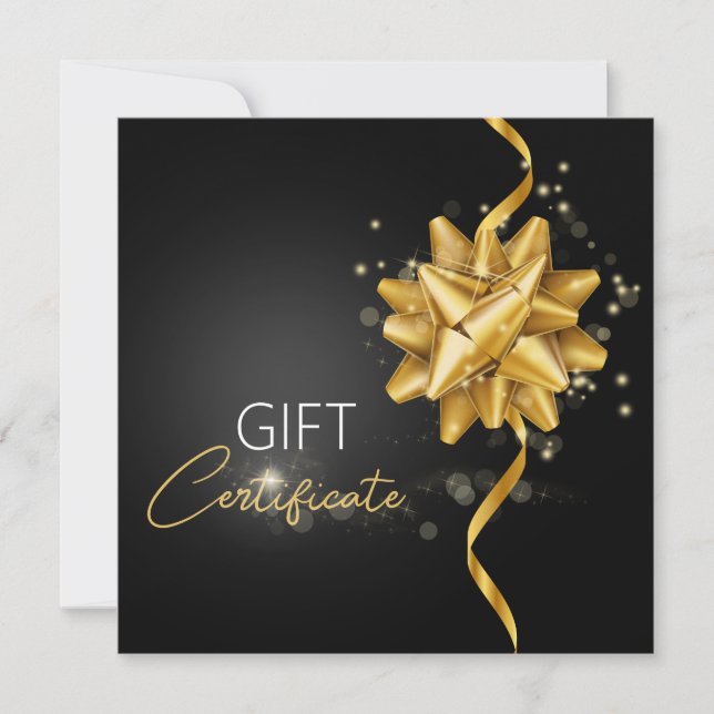 Elegant Black Classy Luminous Guld Round Bow Gift (Framsida)