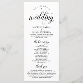Elegant Black Classy Script, Bröllop Ceremony Program