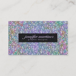 Elegant Black Colorful Lila Glitter & Sparkles 1 Visitkort