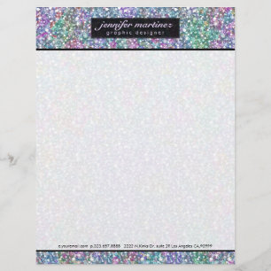Elegant Black Colorful Lila Glitter & Sparkles 2 Brevhuvud