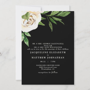 Elegant Black Cream Peonies Bröllop Inbjudningar