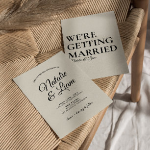 Elegant Black Creamy Retro Roligt Bold Modern Bröl Inbjudningar