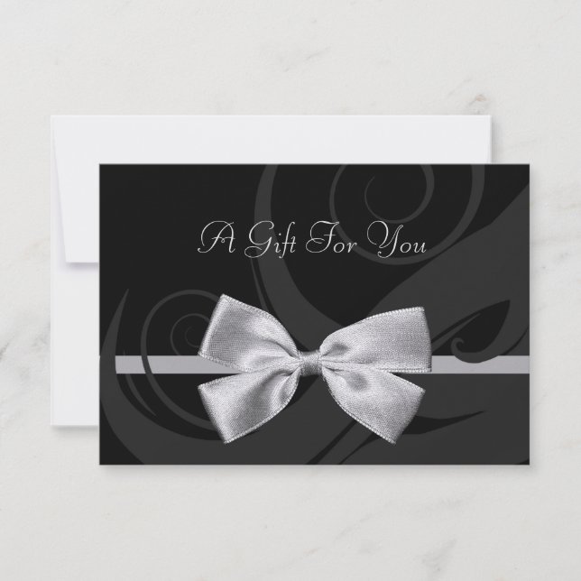 Elegant Black Curls Silver Bow Gift Certificate (Framsida)