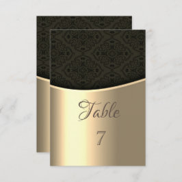 Elegant Black Damask Guld Bord-kort Inbjudningar