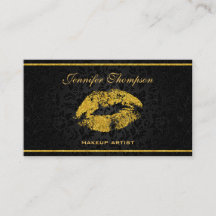 Elegant Black Damask Guld Läppar