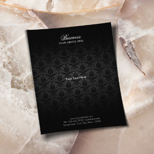 Elegant Black Damask Hair & Beauty Salon Brochures Flygblad
