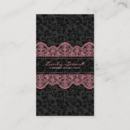 Elegant Black Damask Rosa Snöre Visitkort